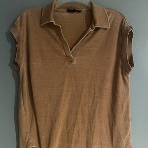 Burnt Orange Faded Tee with mock neck collar!